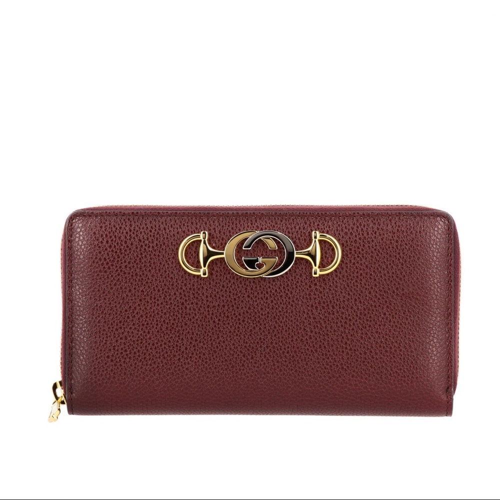 Gucci continental wallet in hammered leather with bicolor GG monogram